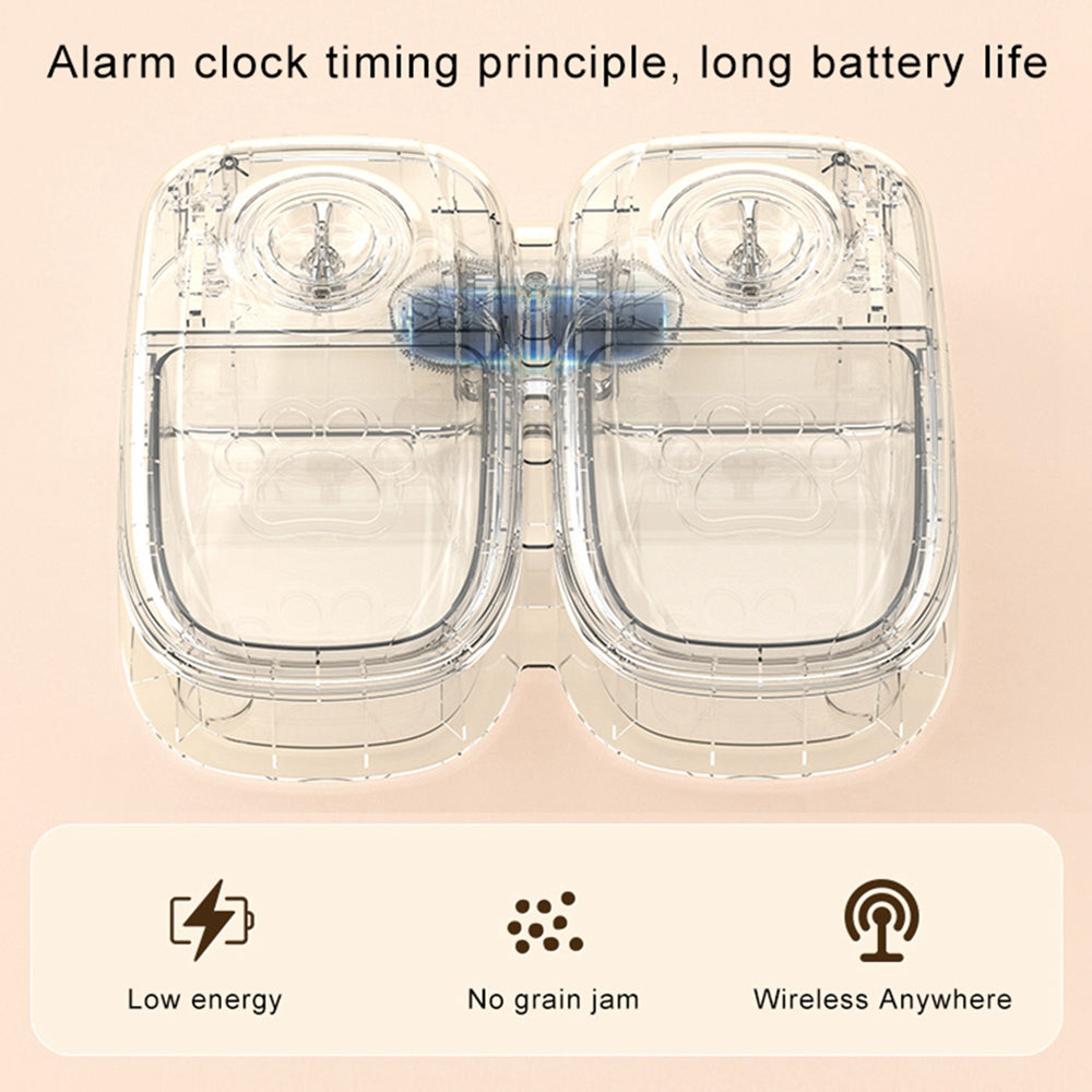 Timed pet feeder with analog timer lids