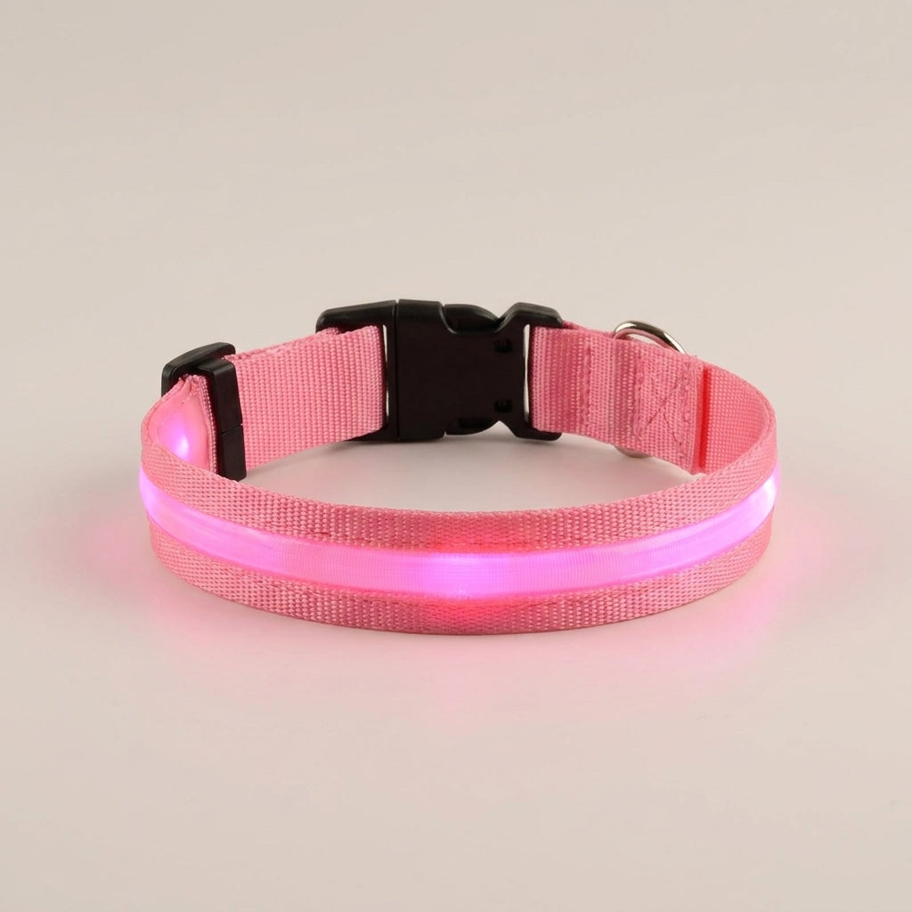 Pink LED dog collar