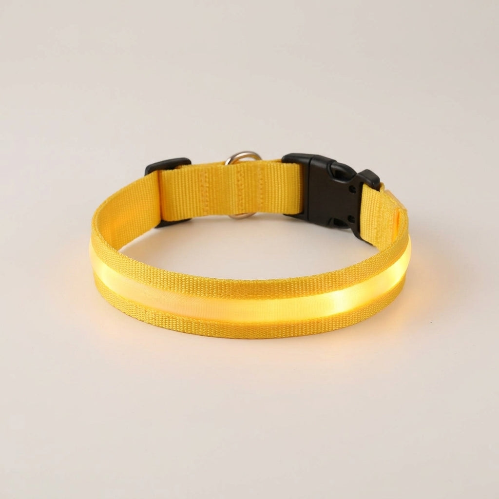 Yellow LED dog collar