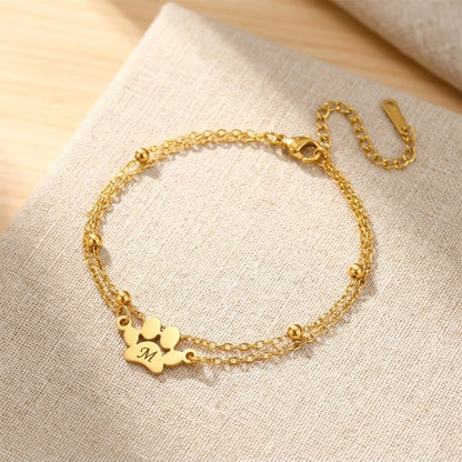 Gold-tone paw print bracelet