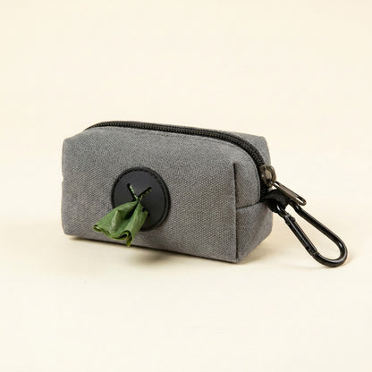 Dog poop bag holder in Grey with carabiner clip