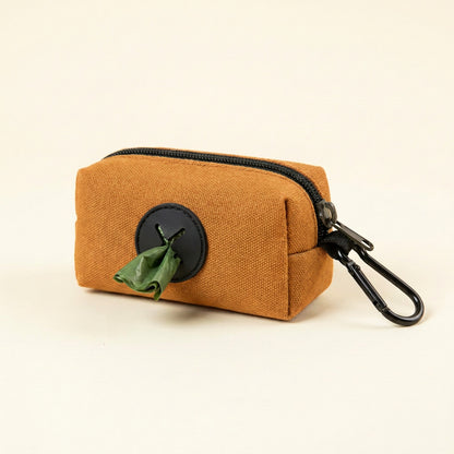 Dog poop bag holder in Orange with carabiner clip